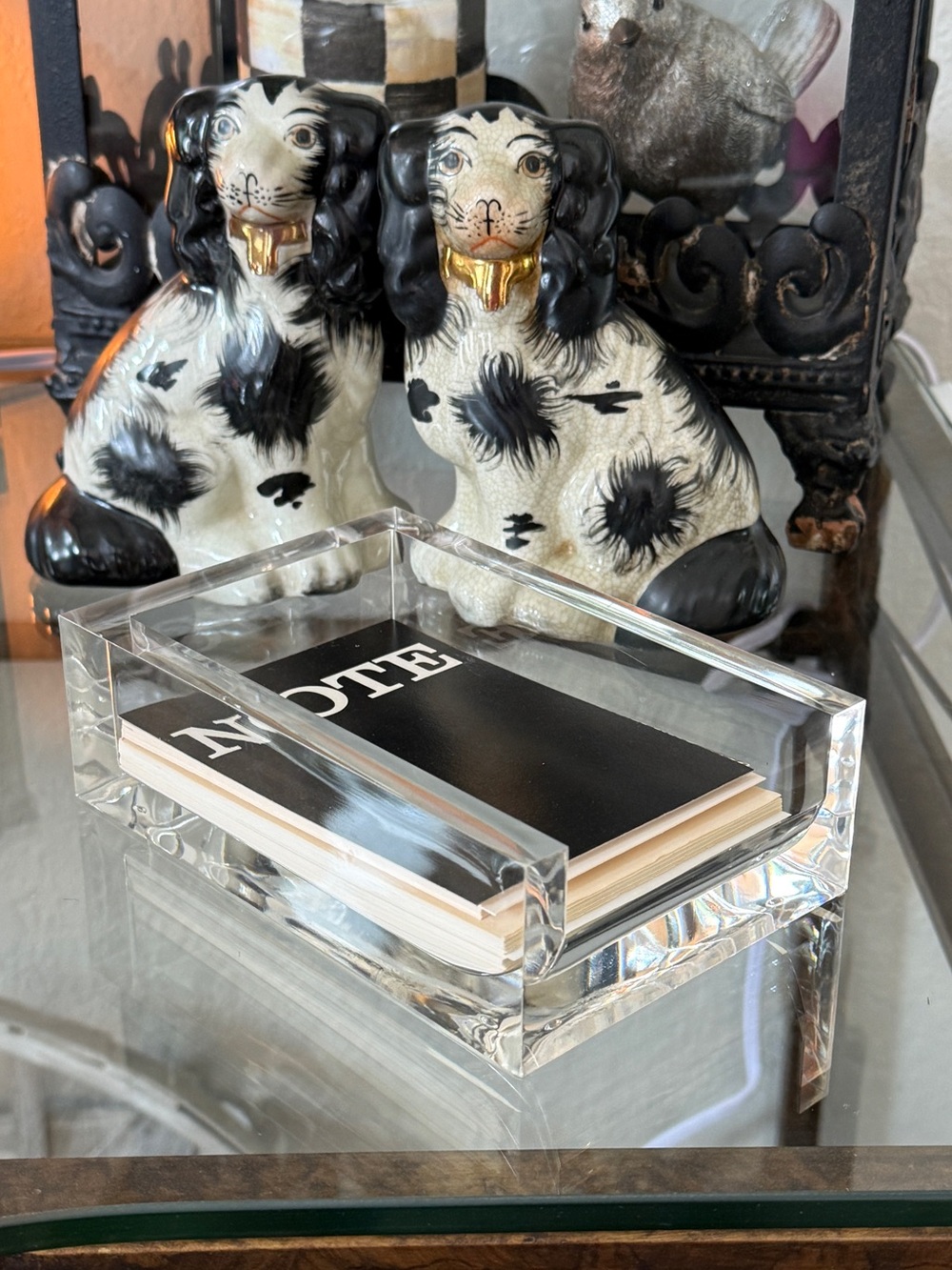 MCM Italian Guzzini Clear Acrylic Note Tray Lucite Desk Organizer Made in Italy